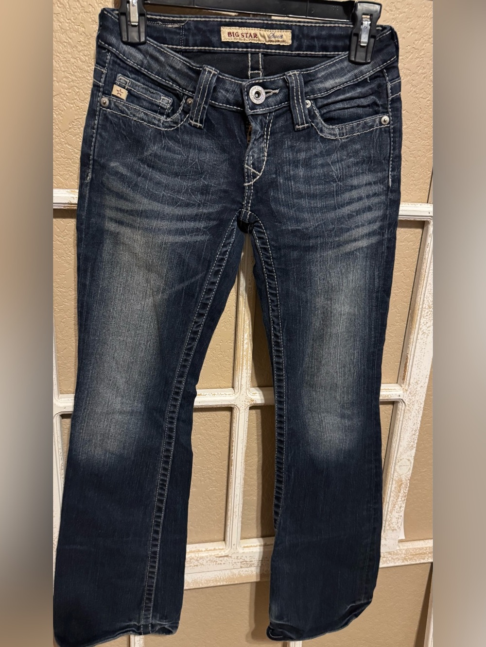 Big Star Women’s Dark Blue LowRise Bootcut Jeans; Sz 24 short
